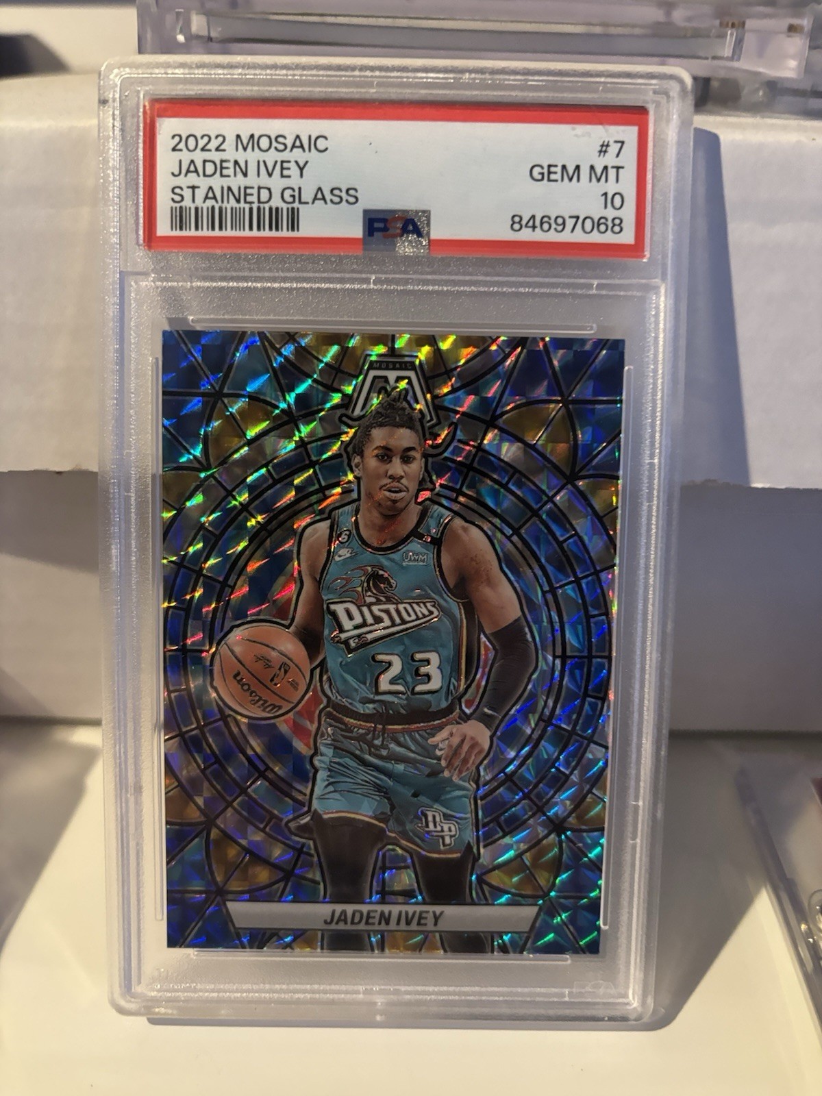 2022-23 Panini Mosaic Stained Glass Jaden Ivey PSA 10