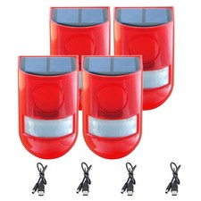 Solar Sound  Light Alarm Outdoor Motion Sensor 129db Siren Sound Alert  6LE...