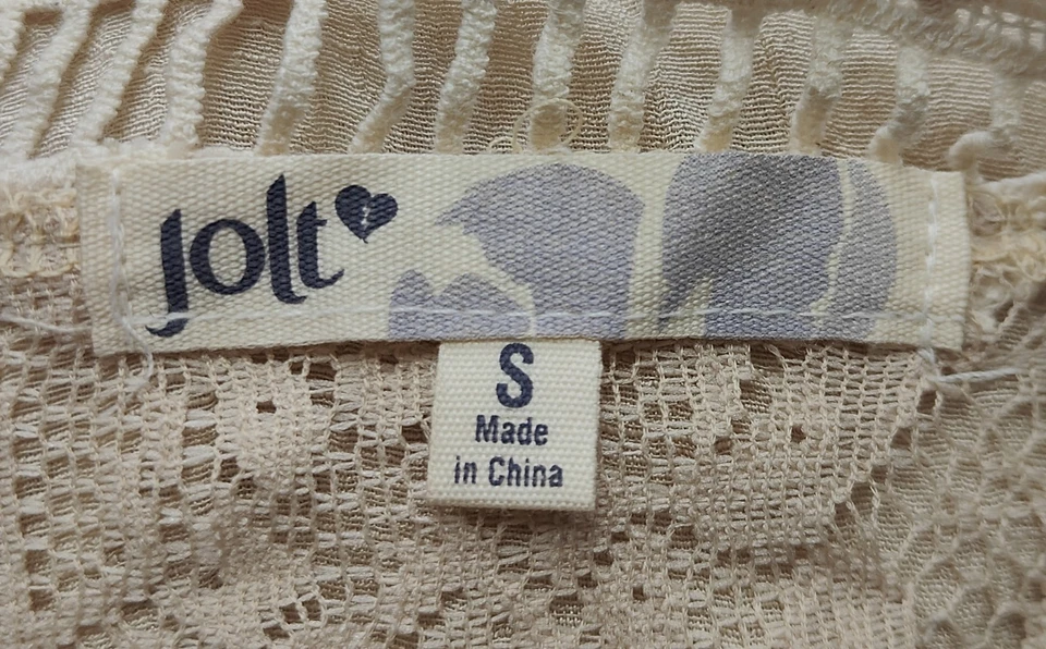 Jolt Women's Beige Lightweight Open Vest With Crochet/Lace Accents Size S - Image 3 of 4