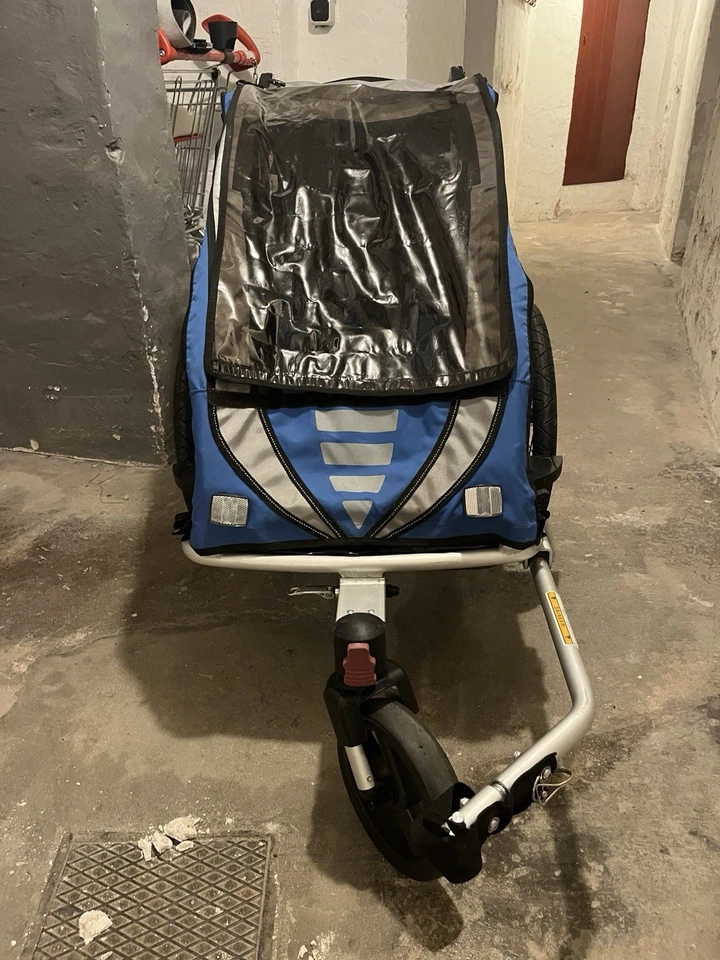 Qeridoo Sportrex Kinderfahrradanhänger/Buggy gebraucht – Ocean Blue