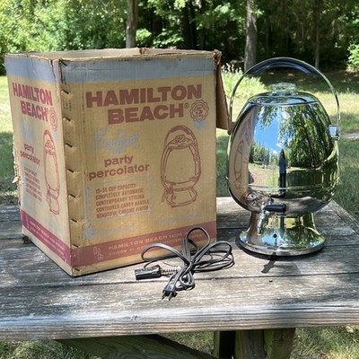 Hamilton Beach 21CM ELECTRIC PERCOLATOR  15-35 cup Buffet Model with Box c1950s