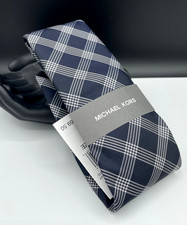 MICHAEL KORS Men's Silk Blend Tie  Navy Blue  Lombard Check  NEW MSRP: 69.50