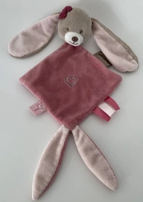 6625🌟Doudou plat Mouchoir Nina lapin NATTOU losange rose beige coeur noeud - Photo 1/3