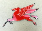 VINTAGE MOBILOIL MOBILGAS RED PEGASUS 8.5x5" PORCELAIN GASOLINE MOTOR OIL SIGN