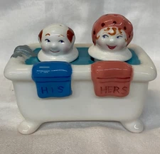 Clay Art His and Hers Bathtub Salt and Pepper Shakers
