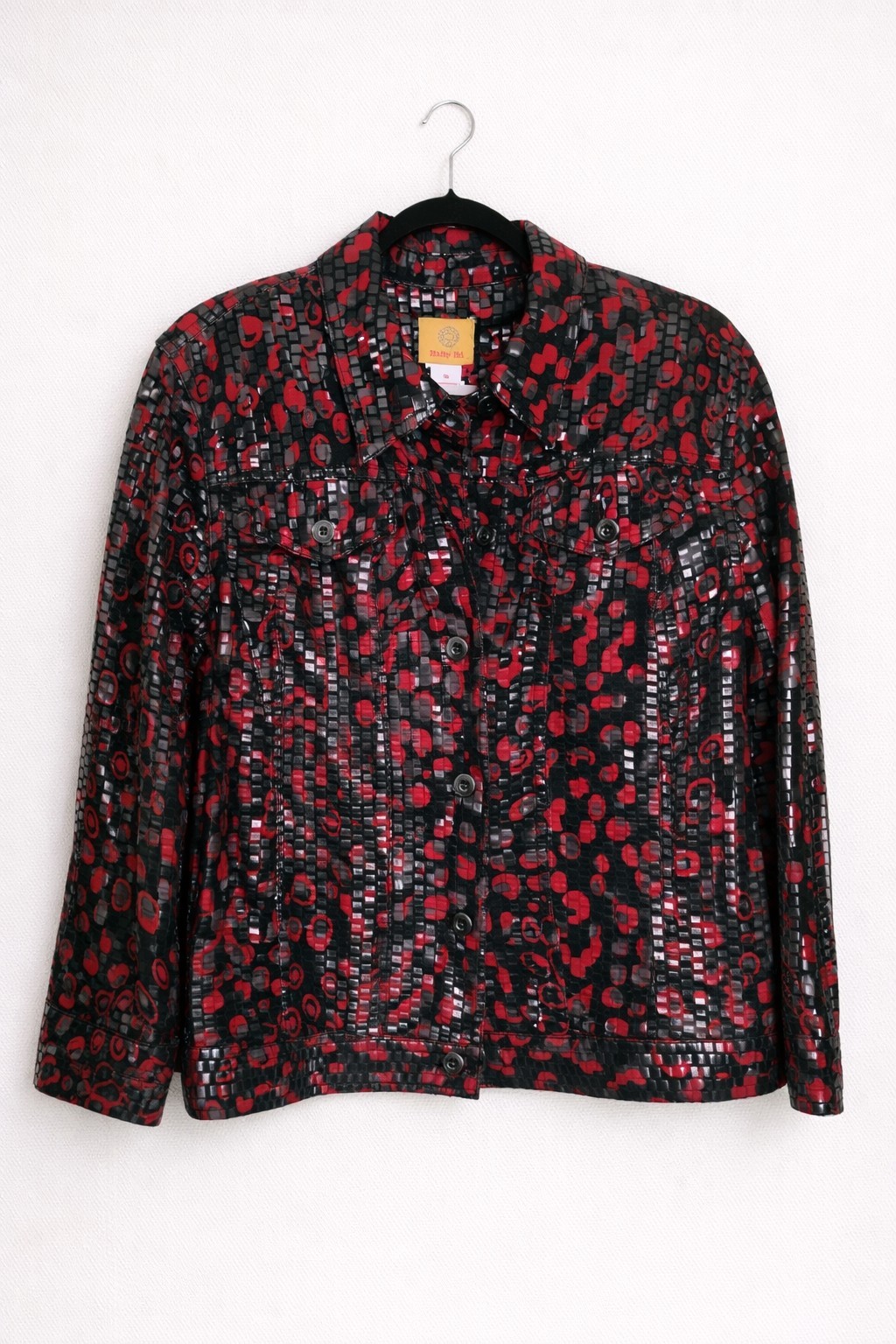 Ruby Rd Size 16 Red Black Statement Jacket Textur… - image 1