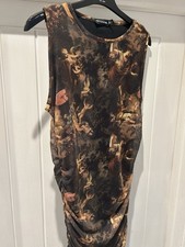 PRETTYLITTLETHING Women's Size 16 Angel Print Design Mesh Stretchy Dress