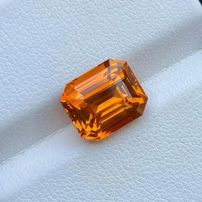 Certified Emerald Cut Orange Sapphire Natural 10.30 Ct Loose Gemstone Sri Lanka