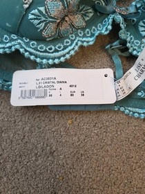 Brand New Lise Charmel Underwired Size Uk 36A Bra Cup  New Sage Floral Green 