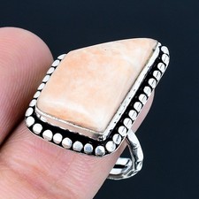 Orange Aventurine Gemstone Handmade 925 Silver Jewelry Ring Size Adjustable