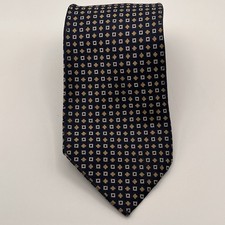 Lauren Ralph Lauren Men's 100 Silk Necktie Navy Blue Gold Hand Finished USA