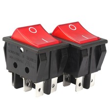 2Pc AC 20A/125V 22A/250V DPDT 6P Red Bulb Light Boat Rocker Switch