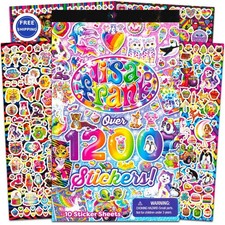 Lisa Frank 1200 Stickers Tablet Book 10 Pages Collectible Crafts Scrapbooking
