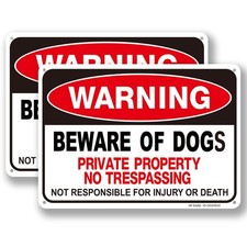 Beware of Dog Sign Private Property No Trespassing Dog Warning Signs Aluminum Wa