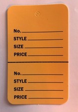 Perforated Tags Price 1000 Sale 1  x 1    Two Part Light Orange Unstrung Tag