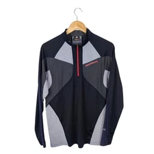 Montpic Mens Black And Grey 1/4 Zip Base Layer Top Size Medium