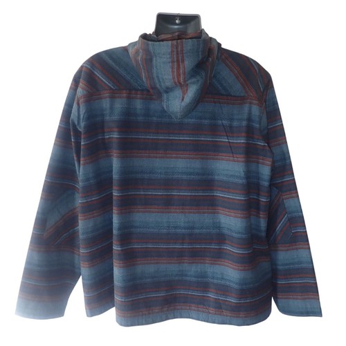 L.L. Bean Men Katahdin Performance Flannel Anorak XXL Blue Stripe Outdoor Jacket - Picture 6 of 8