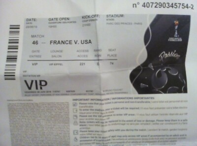 VIP Print TICKET Namen FIFA Frauen WM 2019 Frankreich France - USA # Match 46