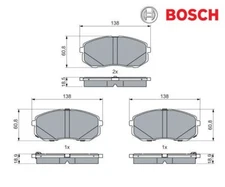 Brake pad set, disc brake Bosch 0986460077 for Hyundai