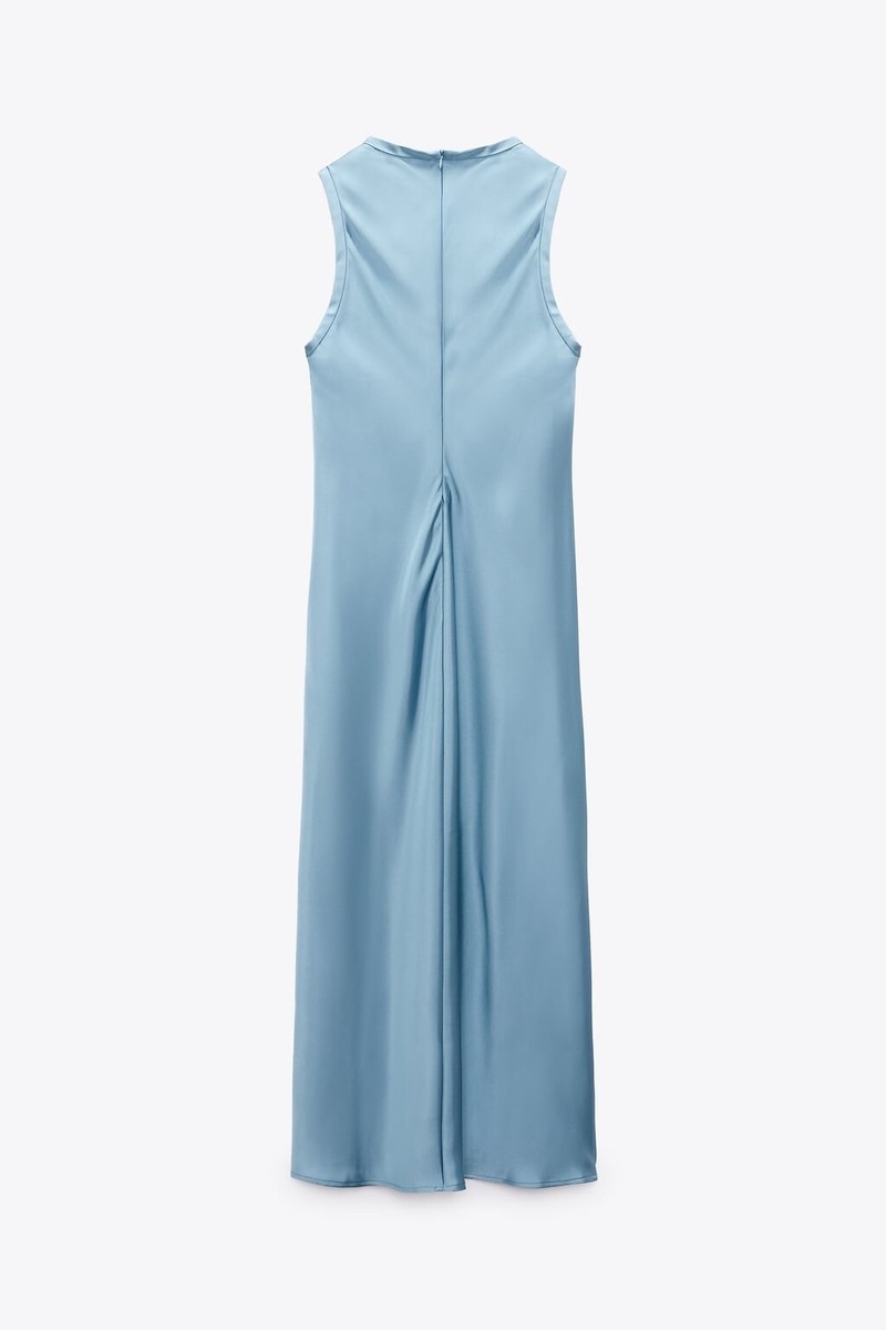ZARA Blue Satin Long Dress | eBay ZARA Blue Satin Long Dress | eBay