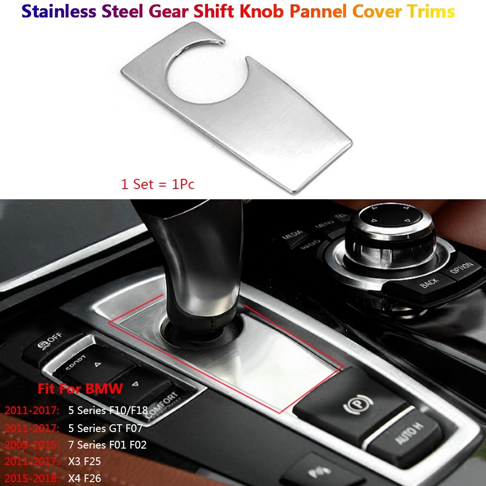 Stainless Gear Shift Knob Panel Cover Trim For BMW 5 7 X3 X4 F07 F10 F01 F25 F26
