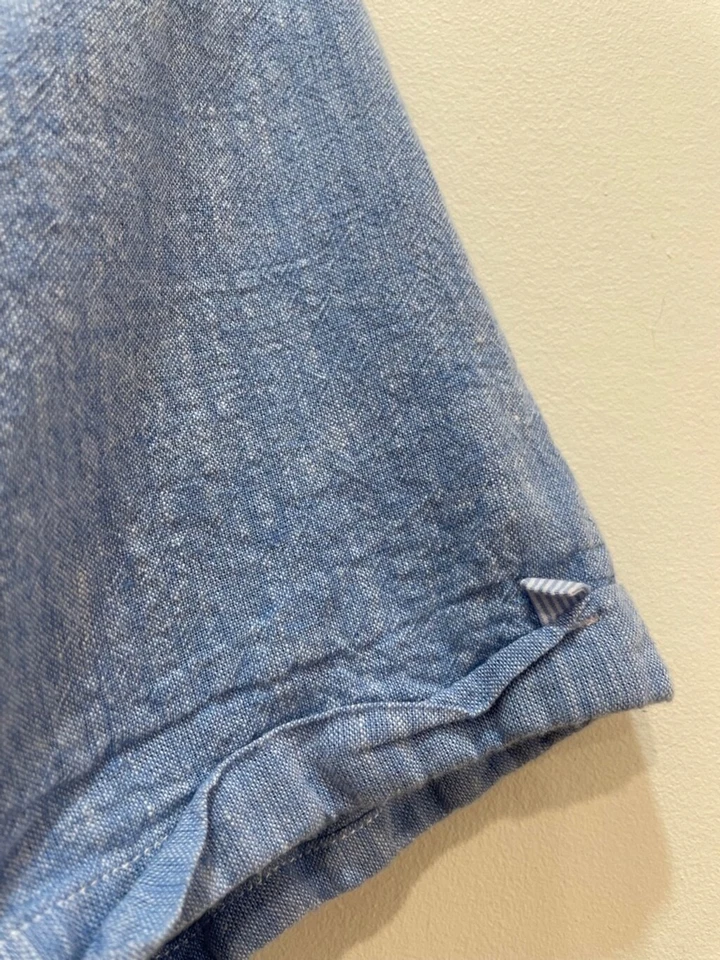 Camisa de manga corta con botones Steel & Jelly para hombre Lino Algodón Ligera Preppy Foto 2 de 4