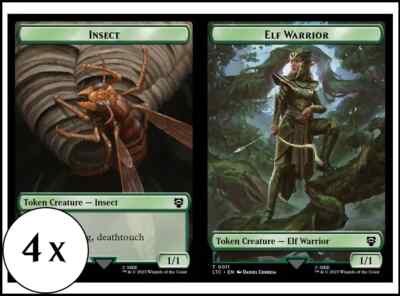 MTG - 4 x Insect Elf Warrior Token - Playset of 4 - Lord of the Rings Commander