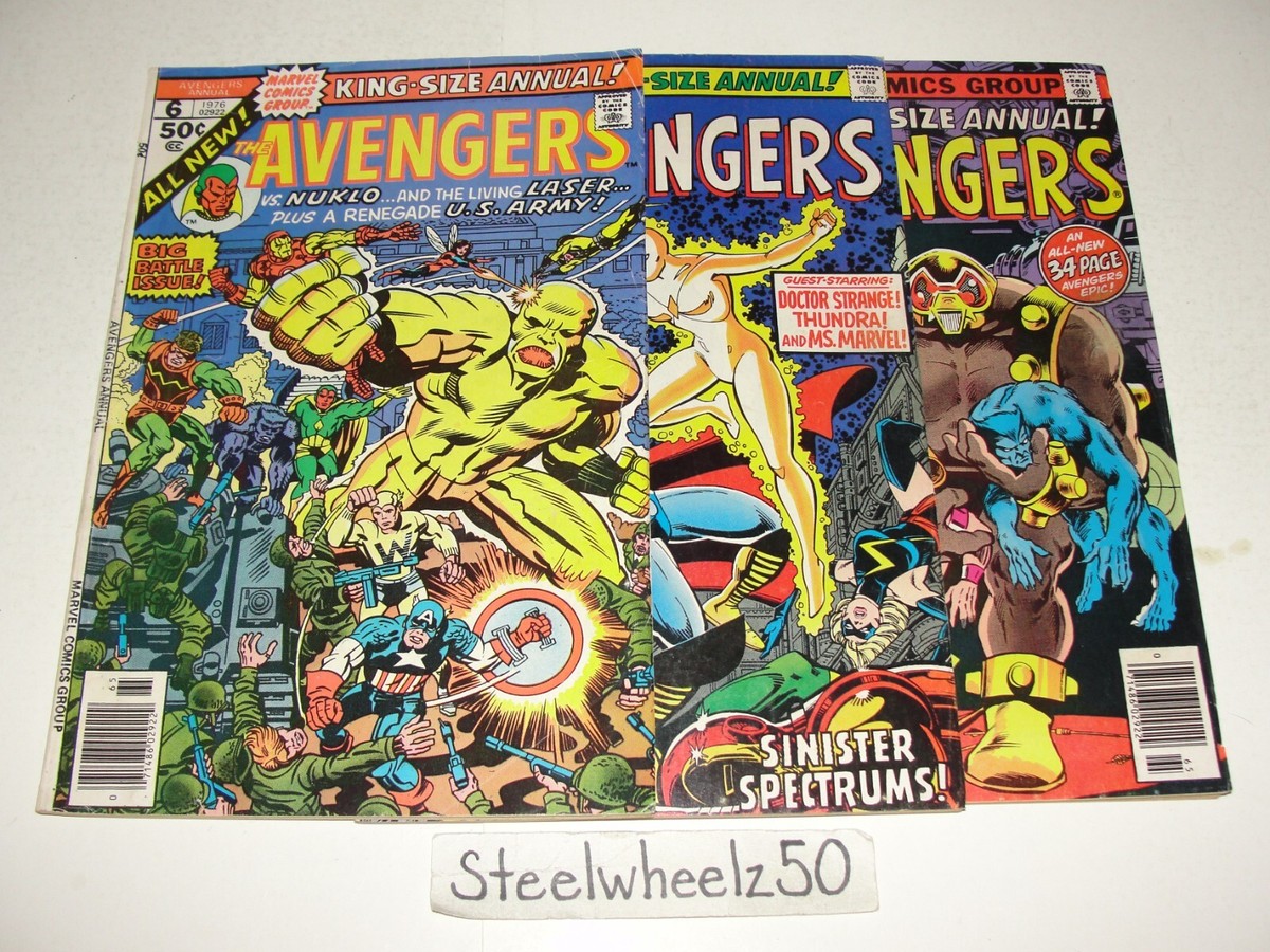 Avengers Annual #6 8 & 9 Comic Lot Marvel 1976 Whizzer Dr Spectrum