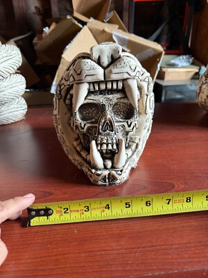 #ad Jaguar Skull Warrior Mayan or Aztec Statue Mexica Warrior 8quot; x 8quot; Mexico $59.99