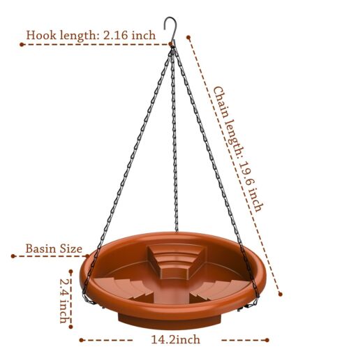 Hanging Solar Powered Water Fountain Outdoor 15", Drinking, Garden,and Backyard
