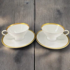 Rosenthal Germany 3680 White Gold Band Black Lines Tea Cup And Saucer Set 2