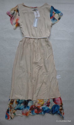 ilenia m silk dress NWT ILENIA M(Made Italy) Floral Print Silk Blend Chiffon Belted midi Dress SMALL