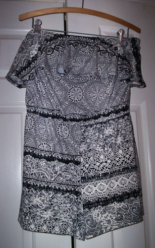 NWOT EYE CANDY Black and White Romper, Woman's Size L, Cover-up