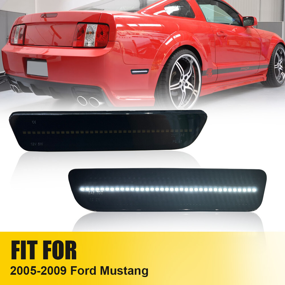 Smoked White LED Side Marker Lights for 2005-2009 Ford Mustang