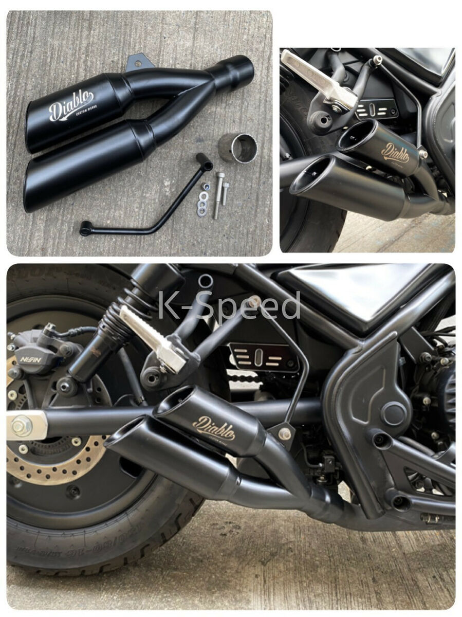 EXHAUST TWIN PIPE SLIP ON LOW MOUNT DIABLO HONDA REBEL CMX EXHAUST TWIN PIPE SLIP ON LOW MOUNT DIABLO HONDA REBEL CMX