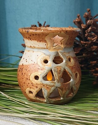 Cute Handmade  Signed Ceramic/ Pottery 3 1/4'' Christmas Tree Tea Light Holder 
