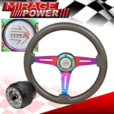 For 86-89 Integra Hub Adapter 6 Bolt Steering Wheel Gunmetal Horn Button Type R