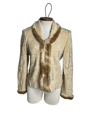 St John Couture By Marie Gray Women’s Sz 4 Cream Bourke Knit Fur ...