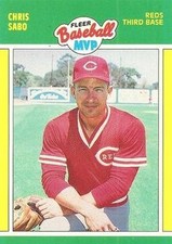Chris Sabo 1989 Fleer Baseball MVPs 33 Cincinnati Reds Baseball Card
