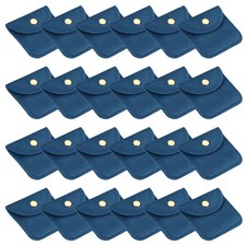 24Pcs 3x3 Inch Velvet Jewelry Pouches Gift Bags with Snap Button Dark Blue