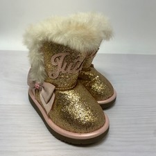 JUICY COUTURE Lil Windsor Glitter Fur Toddler Girl  s Boots Size 5M Rose Gold