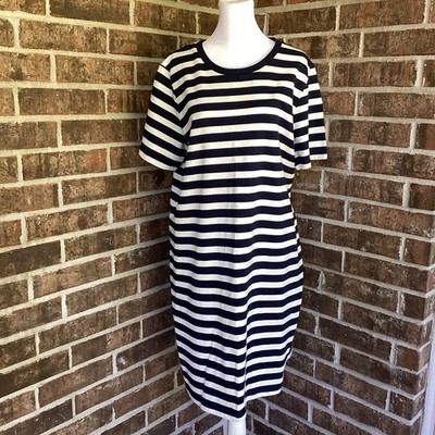 Joules Mariners Grade Striped Blue White T-Shirt Dress Nautical Cotton Size 10