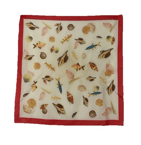 BROOKS BROTHERS Women’s Silk Classic Scarf W A Nautical Shells Print 21"/21" GC