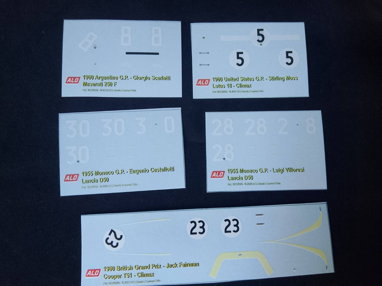 Décalcomanies F1 1:43 pour personnaliser et réparer les miniatures abîmées