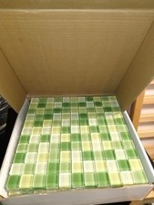 Glass Mosaic Tiles SD018 Green Yellow White 25x25x8mm Box of 11 Pieces