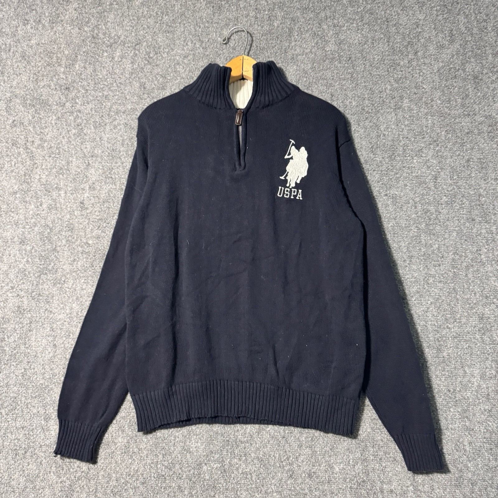 US Polo Assn Felpa Uomo Grande Ricamata Big Pony Blu Argento