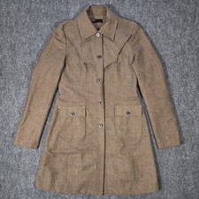 Vintage Diesel Coat Womens Medium Cotton Brown Beige Military Style Trench Y2K