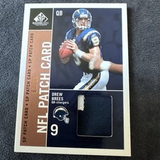 2003 UD SP Game Used NFL Team Logo Patch Card Drew Brees  82/99 Relic Worn