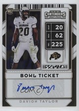 2020 Contenders Draft Picks College Bowl Ticket 56/99 Davion Taylor Auto 19yv
