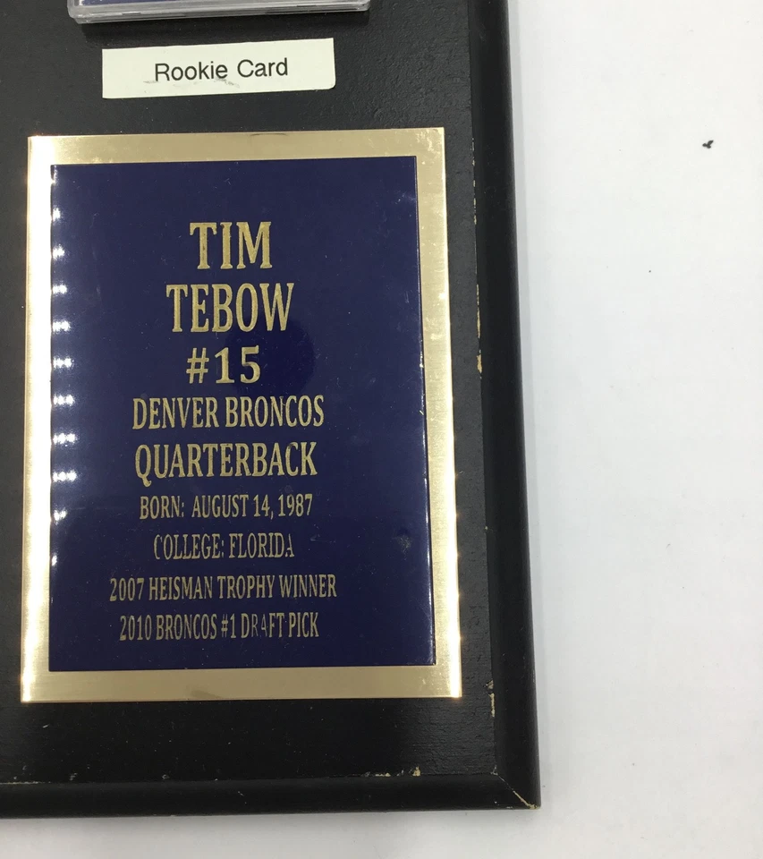 Tim Tebow Plaque with Official NFL Photo and 2010 Score Rookie Card - Image 2 of 4